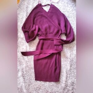 Love Tree Ribbed Knit Wrap Dress - Size M